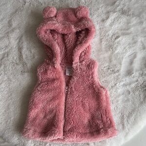 Carter's Soft Pink Plush Hooded Teddy Vest